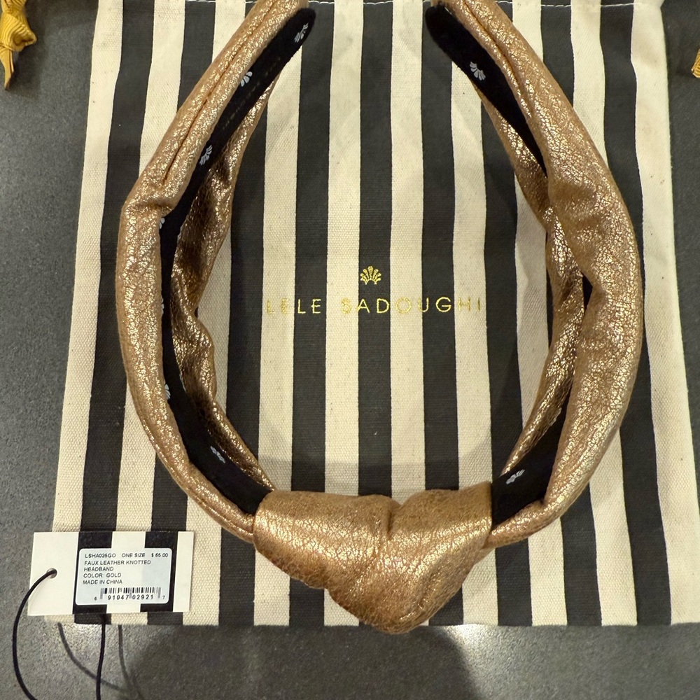 Lele Sadoughi Metallic Gold Knotted Headband